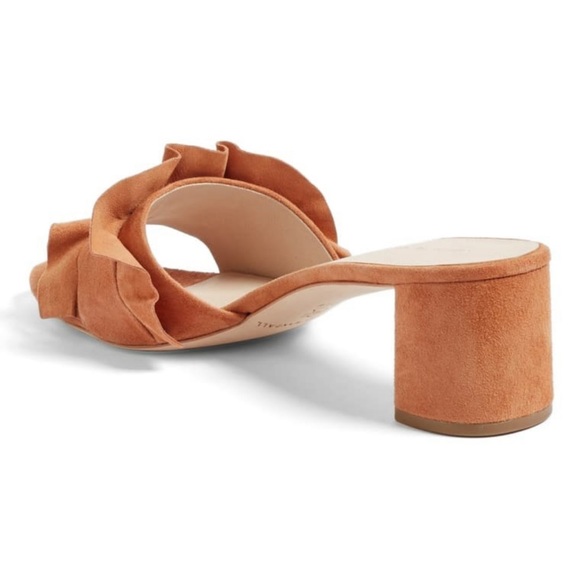 Loeffler Randall Vera Ruffled Suede Block Sandals Heels - Picture 3 of 11